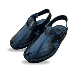 Kaptaan Round Black Peshawari Chappal