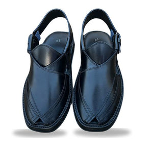 Kaptaan Round Black Peshawari Chappal