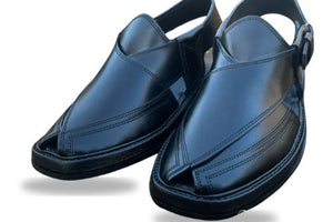 Kaptaan Round Black Peshawari Chappal