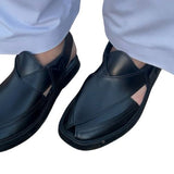 Kaptaan Round Black Peshawari Chappal