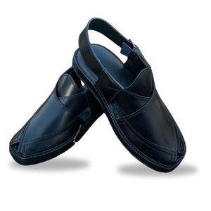 Kaptaan Round Black Peshawari Chappal