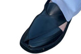 Kaptaan Round Black Peshawari Chappal