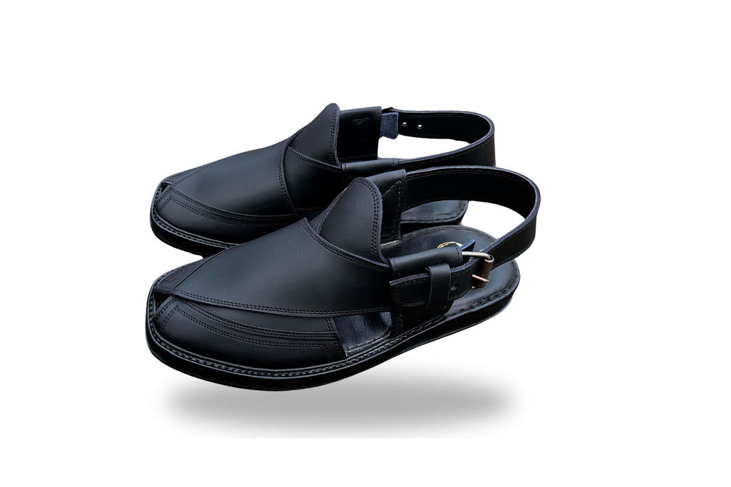 Kaptaan Round Matte Black - Peshawari Chappal Premium